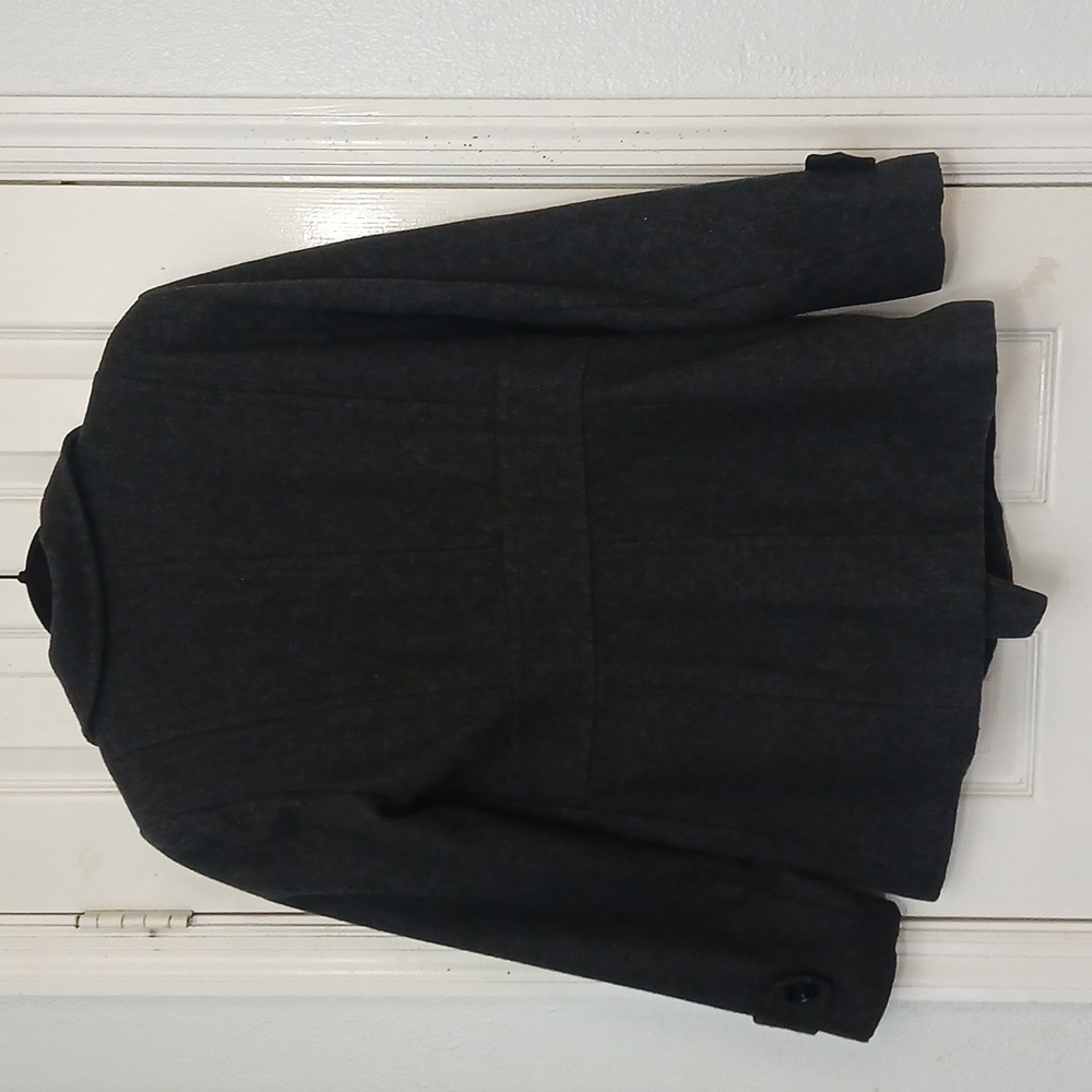 George Women's Charcoal Wool Blend Peacoat with Purple Lining - Picture 3 of 4